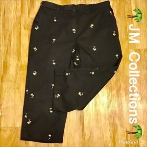 JM Collections Embroidery Palm Tree Capris